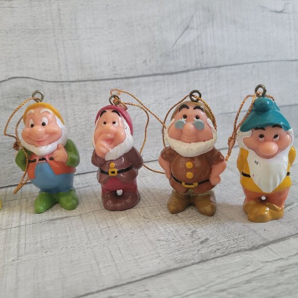 Snow White & Seven Dwarfs Hanging Figurines Set Ornaments Vintage - Picture 4 of 6